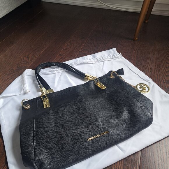 Michael Kors Chain Black Leather Tote - Picture 4 of 5